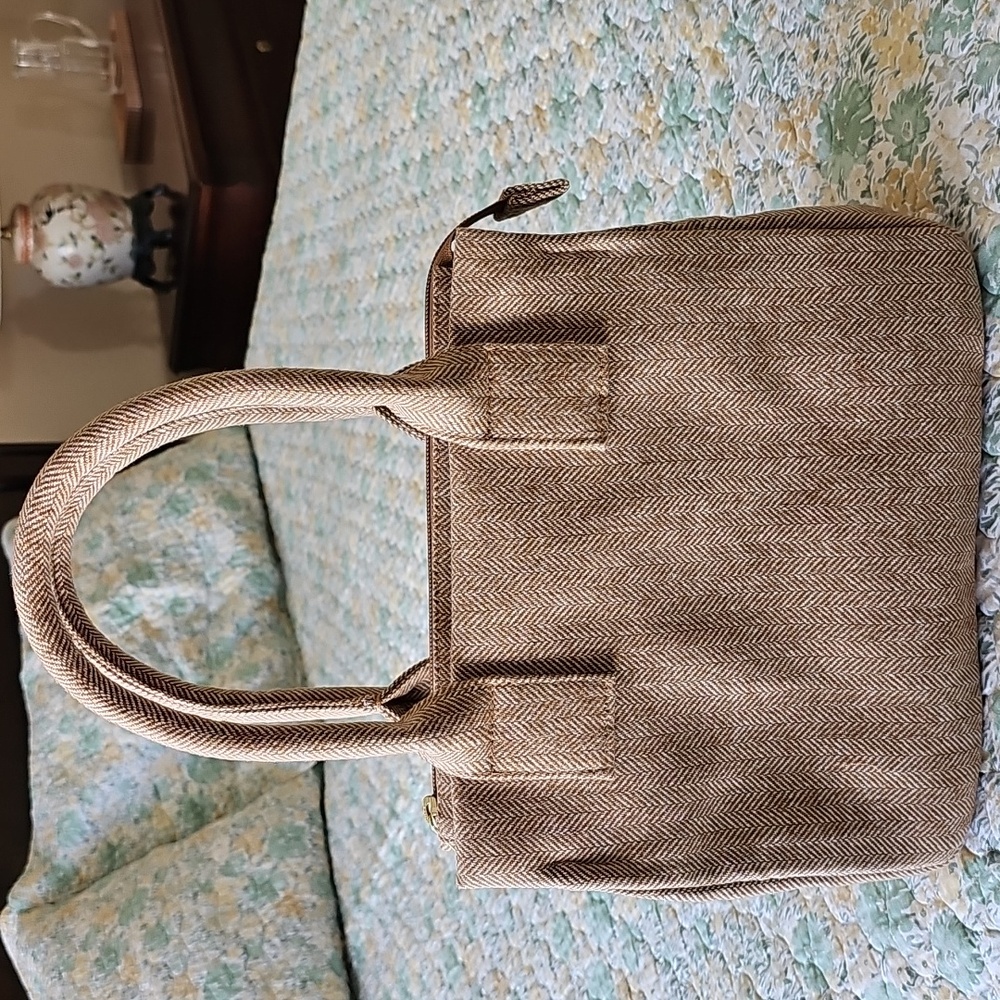 NWTs Chic J. Crew Brown Herringbone Tote Bag